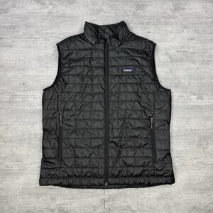 EUC Patagonia Nano Puff Vest Men M Black Full Zip Quilted Insulated 84242 *LOGO*